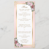Menu Mariage floral rose vif (Devant)