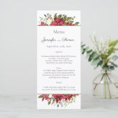 Menu Mariage floral rouge carlet Poinsettia (Debout devant)