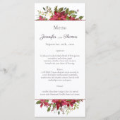 Menu Mariage floral rouge carlet Poinsettia (Devant)