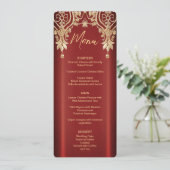 Menu Mariage Floral Rouge Or Moderne (Debout devant)