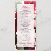 Menu Mariage Floral Rouge sur le thème de Noël  (Devant)