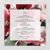 Menu Mariage Floral Rouge sur le thème de Noël (Devant)