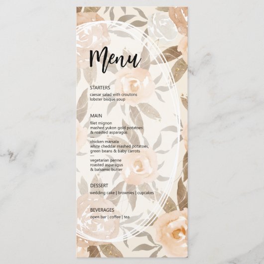 Menu Mariage floral rustique (Devant)
