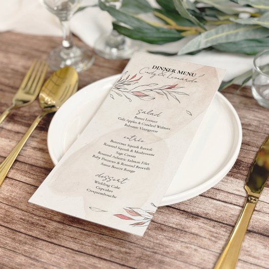 Menu Mariage floral rustique Earthy