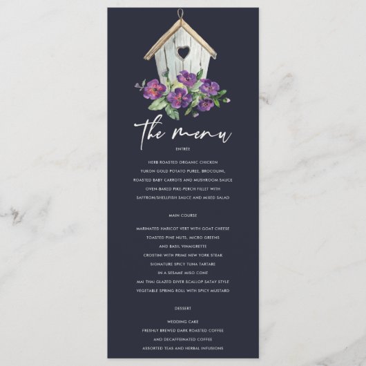 MENU MARIAGE FLORAL RUSTIQUE EN BOIS DE MARINE (Devant)