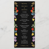 Menu Mariage Floral Rustique Printanier Coloré  (Devant)