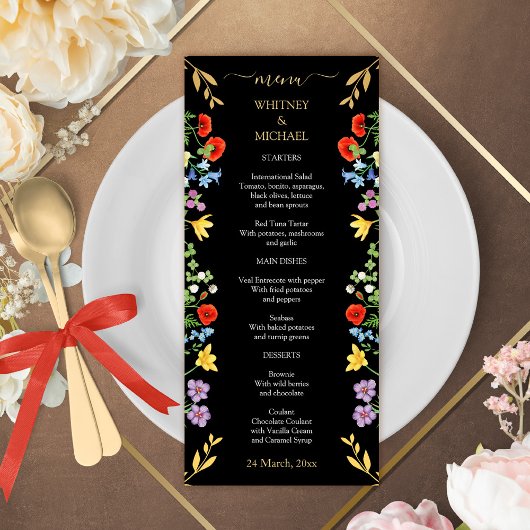 Menu Mariage Floral Rustique Printanier Coloré 