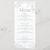 Menu Mariage Floral Sage Minimaliste (Devant)