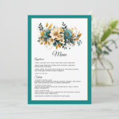 Menu Mariage floral sarcelle et or (Debout devant)