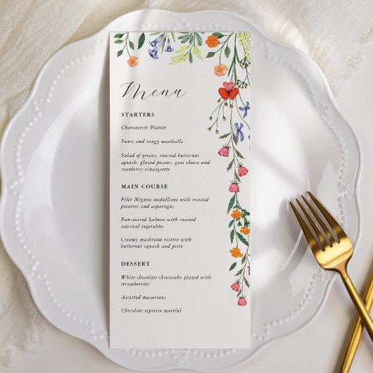 Menu Mariage floral Secret Garden