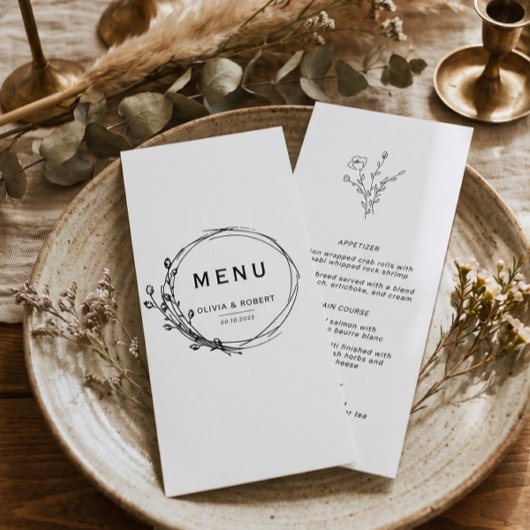 Menu Mariage Floral Simple de Style Bohème Rustique