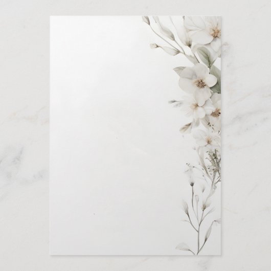 Menu Mariage floral simple et élégant (Dos)