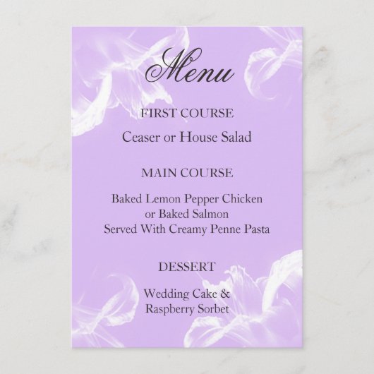 Menu Mariage floral simple Tiger Lily (Devant)
