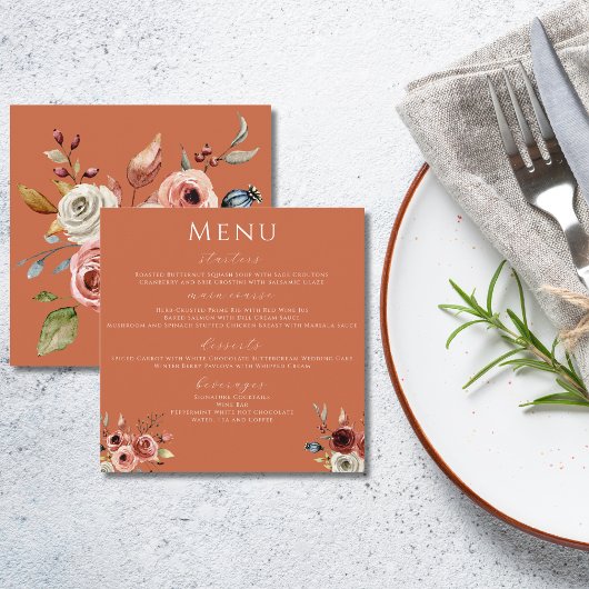 Menu Mariage Floral Terracotta