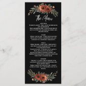 Menu Mariage Floral Terracotta Rustique & Noir (Devant)