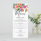 Menu Mariage floral tropical rose et orange (Debout devant)