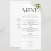 Menu Mariage Floral Typographie Monogramme (Devant / Derrière)