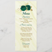 Menu mariage floral vert émeraude chic (Devant)