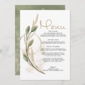 Menu Mariage Floral Vert Gold Sage (Devant / Derrière)