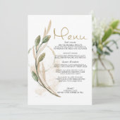 Menu Mariage Floral Vert Gold Sage (Debout devant)