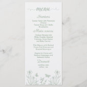 Menu Mariage floral vert sauge simple (Devant)