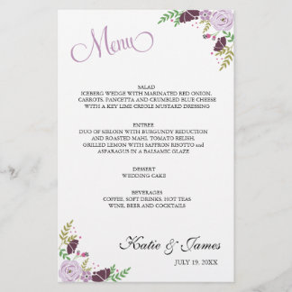 Menu Mariage floral | Violet