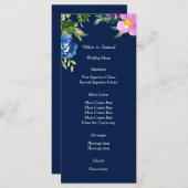 Menu Mariage Floral Violet bleu marine (Devant / Derrière)