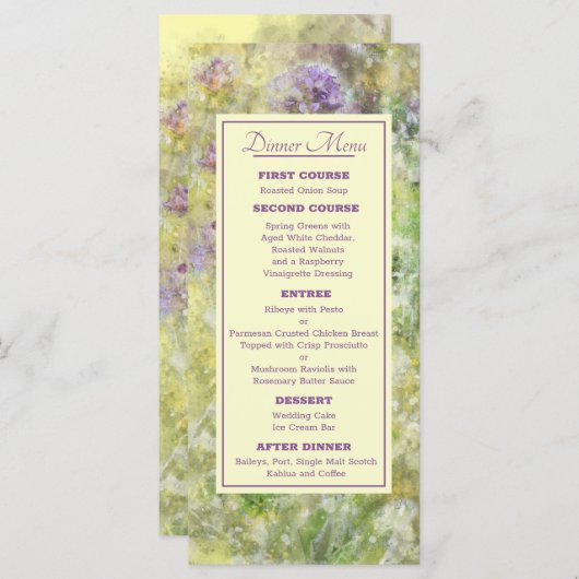 Menu Mariage floral violet élégant (Devant / Derrière)