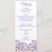 Menu Mariage floral violet mauve pastel
