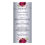 menu mariage florale argent élégant moderne (Devant)