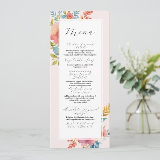 Menu Mariage Floraux d'été Réception moderne (Debout devant)