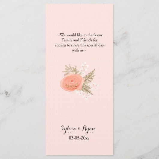 menu mariage floraux d'ivoire (Dos)