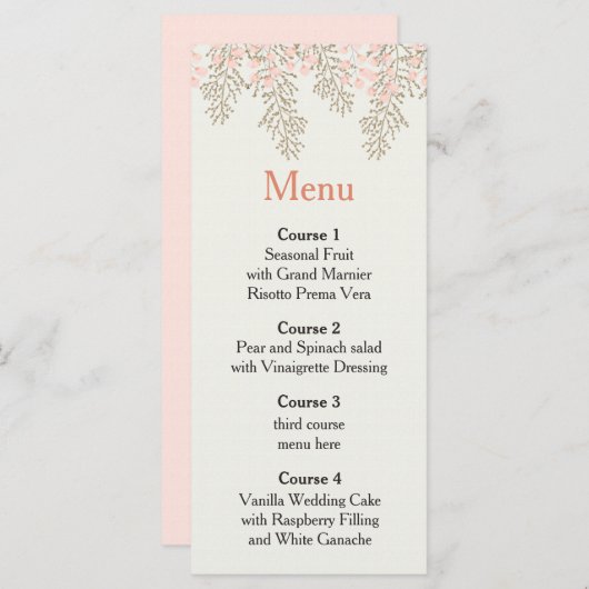 menu mariage floraux d'ivoire (Devant / Derrière)