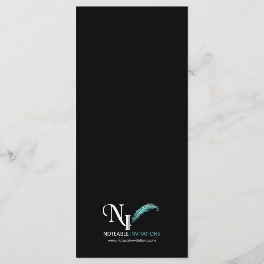 Menu Mariage Flore noir et rose foncé (Dos)