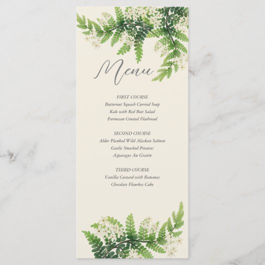 Menu Mariage Flower Ferns (Devant)