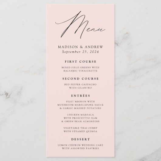 Menu Mariage flush Elegance moderne (Devant)