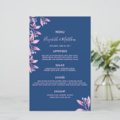 Menu mariage flûtes bleu marine rose (Debout devant)