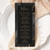 Menu Mariage foncé moderne Noir Or Agate