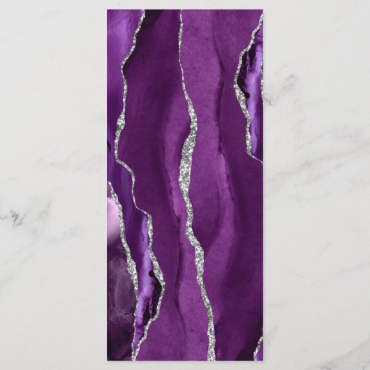 Menu Mariage foncé moderne violet argenté (Dos)