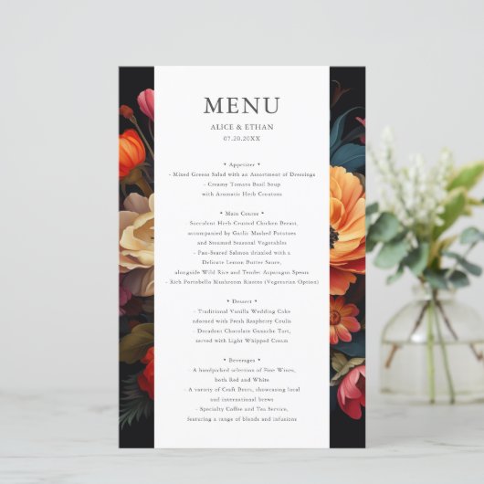 Menu Mariage foncé Vibran Bloom (Debout devant)