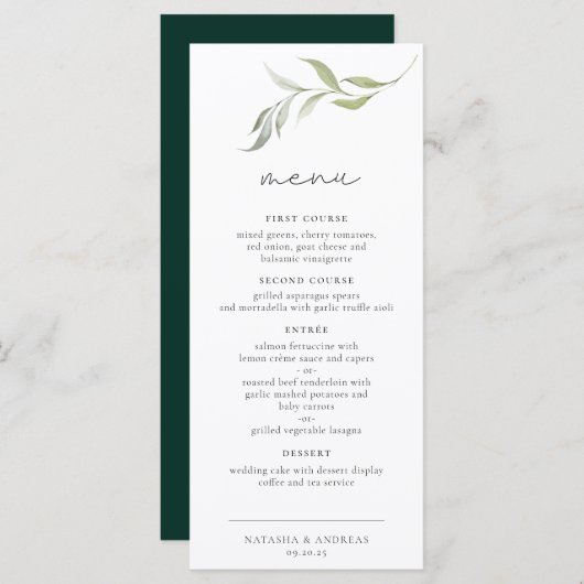 Menu Mariage forestier sauvage (Devant / Derrière)