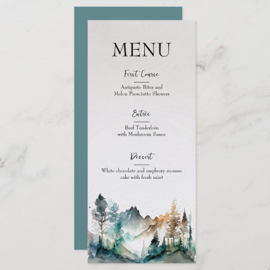 Menu Mariage Forêt Rustique (Devant / Derrière)