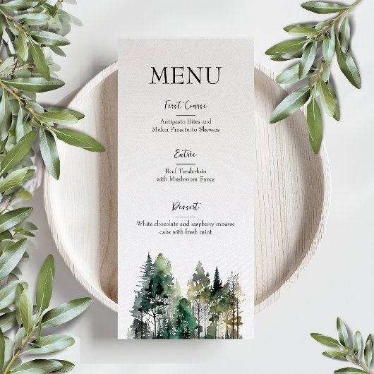 Menu Mariage Forêt Rustique