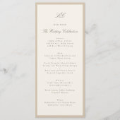 Menu Mariage Formel au Champagne Taupe (Devant)