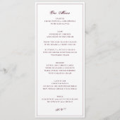 Menu Mariage Formel Bourgogne et Blanc (Devant)