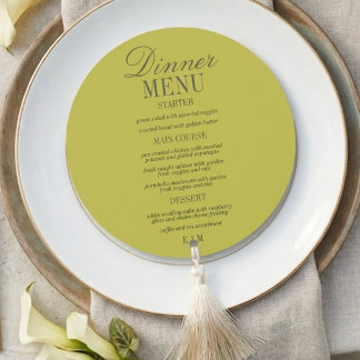 Menu Mariage Formel Chartreuse Écriture Moderne