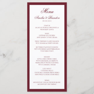 Menu Mariage Formel Classique avec Bordure Script en Bo