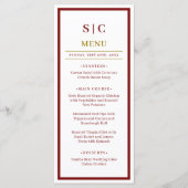 Menu Mariage Formel Classique avec Monogramme en Bourgo (Devant)