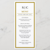 Menu Mariage Formel Classique Monogramme Noir Or (Devant)