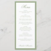 Menu Mariage Formel Classique Vert Sauge Bordure Script (Devant)